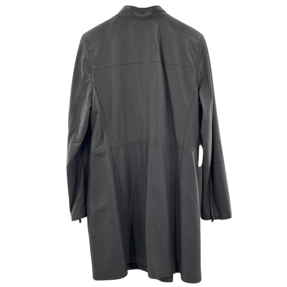 Banana Republic Soft Lamb Leather Longline Gray Sleek Leather Jacket Size XL - Picture 9 of 11